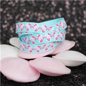 Kitty Ribbon - 10mm Kitty Sitting Turq